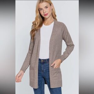 040 - Heathered Taupe Women's Cardigan Sweater